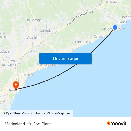 Marineland to Fort Pienc map