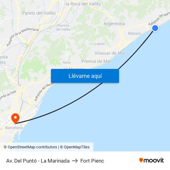Av. Del Puntó - La Marinada to Fort Pienc map