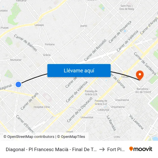 Diagonal - Pl Francesc Macià - Final De Trajecte to Fort Pienc map