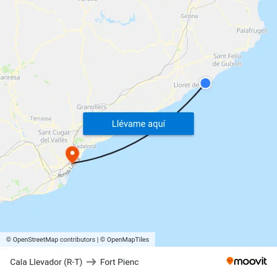 Cala Llevador (R-T) to Fort Pienc map