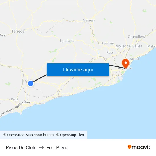 Pisos De Clols to Fort Pienc map