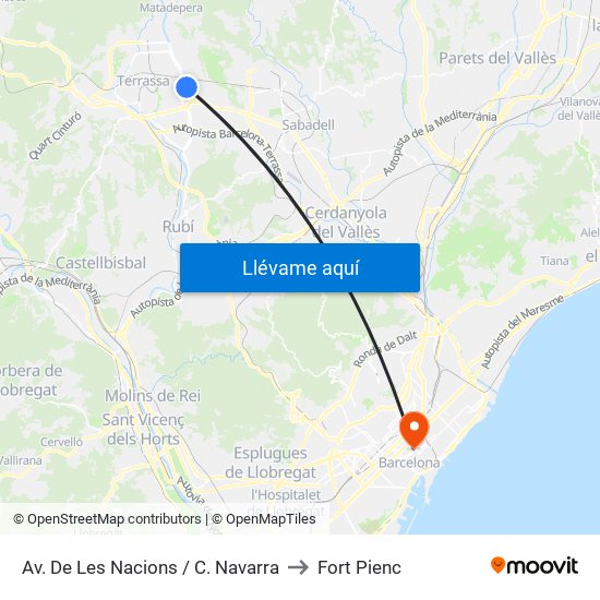 Av. De Les Nacions / C. Navarra to Fort Pienc map
