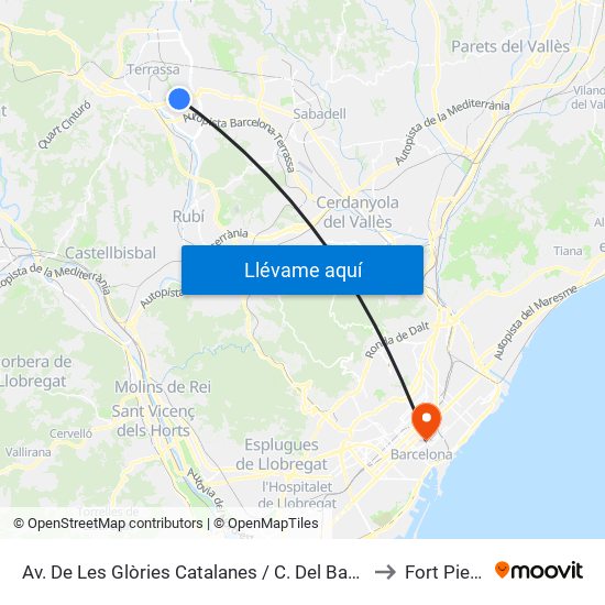 Av. De Les Glòries Catalanes / C. Del Bages to Fort Pienc map
