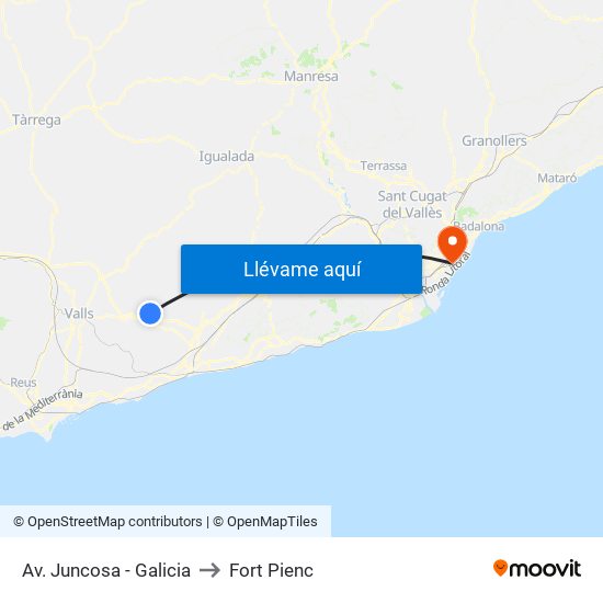 Av. Juncosa - Galicia to Fort Pienc map