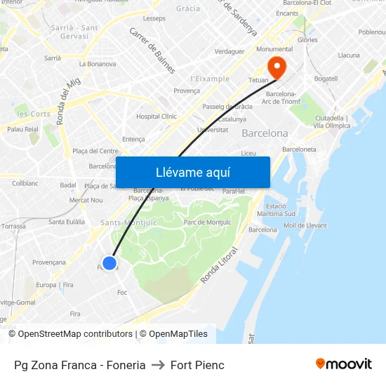 Pg Zona Franca - Foneria to Fort Pienc map