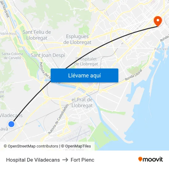 Hospital De Viladecans to Fort Pienc map