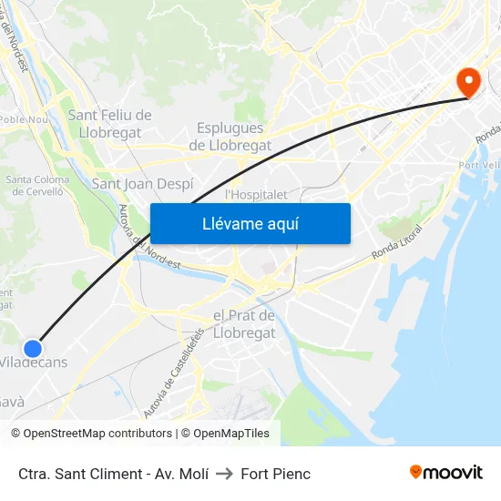 Ctra. Sant Climent - Av. Molí to Fort Pienc map