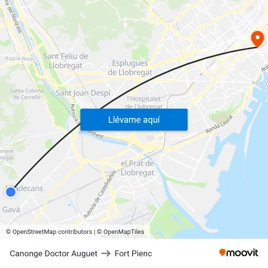Canonge Doctor Auguet to Fort Pienc map