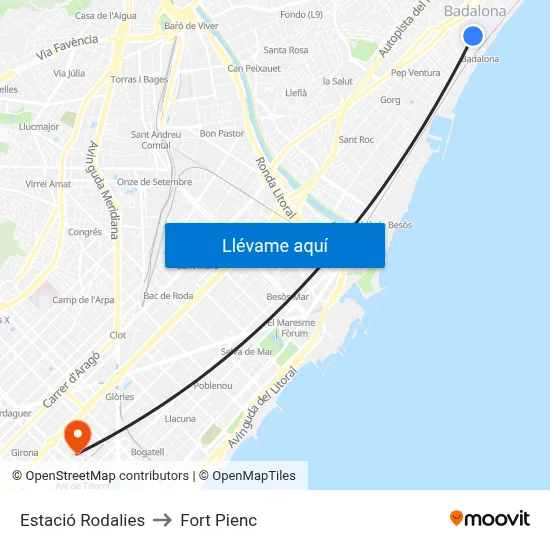 Estació Rodalies to Fort Pienc map