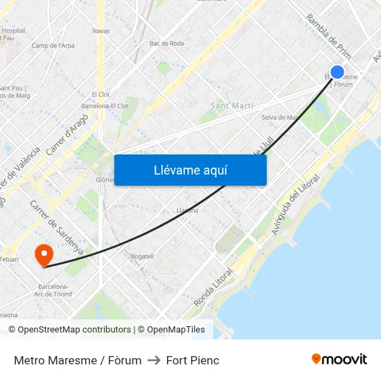 Metro Maresme / Fòrum to Fort Pienc map