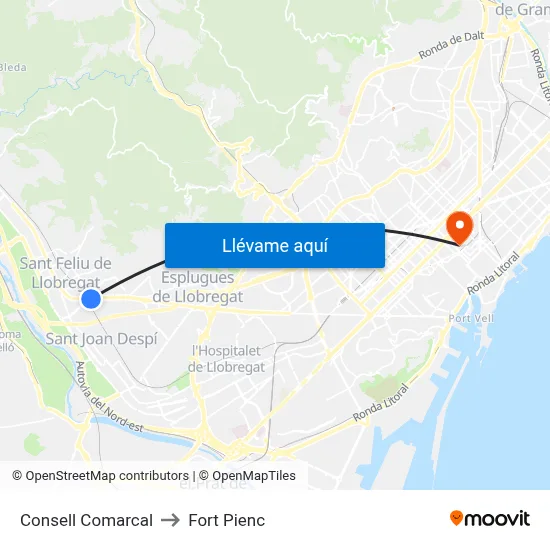 Consell Comarcal to Fort Pienc map