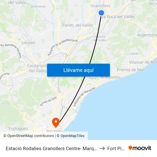 Estació Rodalies Granollers Centre- Marquesina C to Fort Pienc map