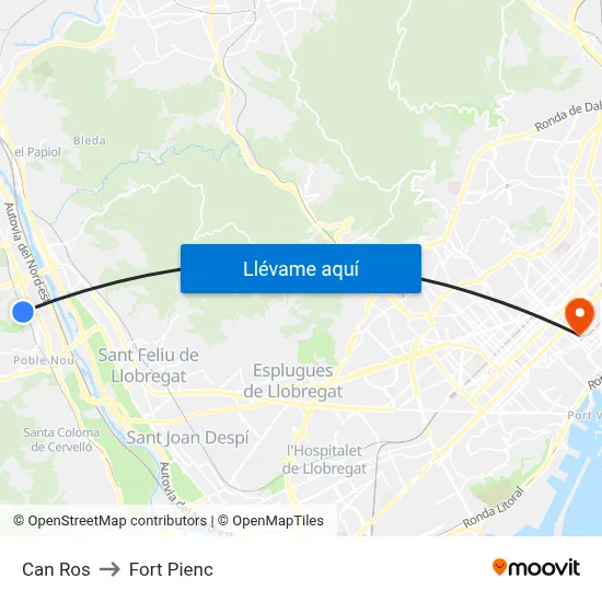 Can Ros to Fort Pienc map