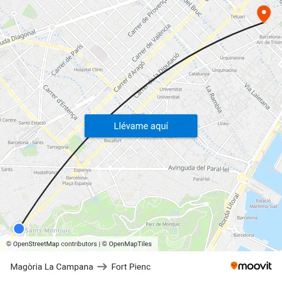 Magòria La Campana to Fort Pienc map