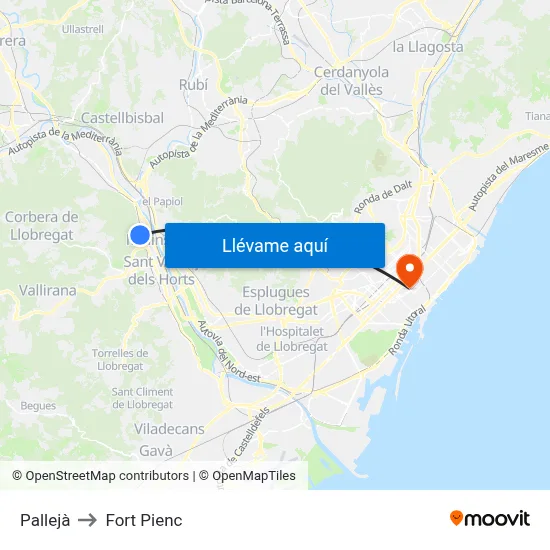 Pallejà to Fort Pienc map