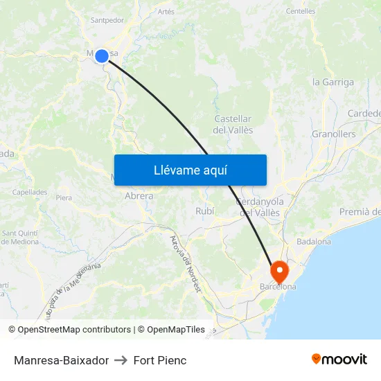 Manresa-Baixador to Fort Pienc map