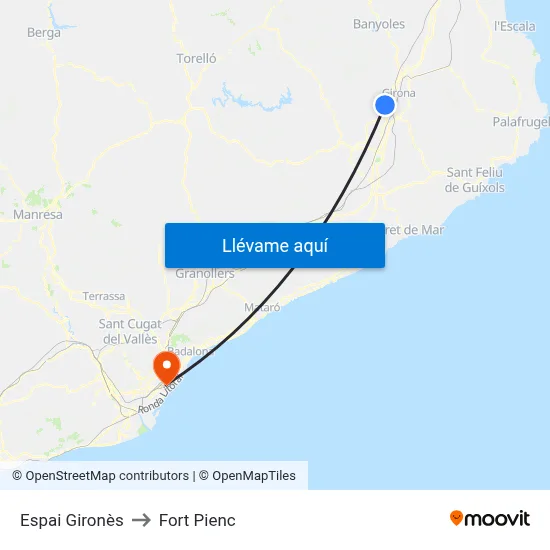 Espai Gironès to Fort Pienc map