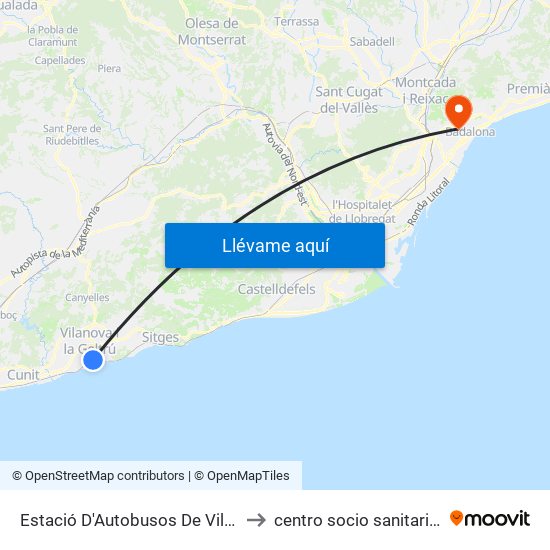 Estació D'Autobusos De Vilanova I La Geltrú to centro socio sanitario del carmen map