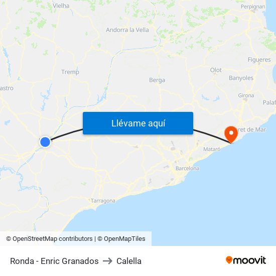 Ronda - Enric Granados to Calella map