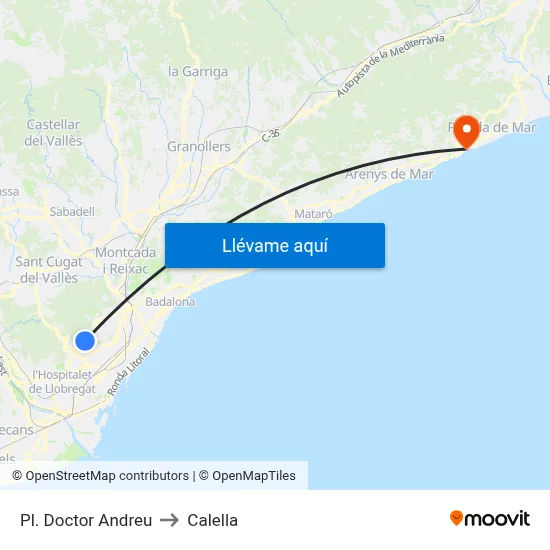 Pl. Doctor Andreu to Calella map