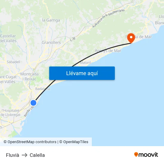 Fluvià to Calella map