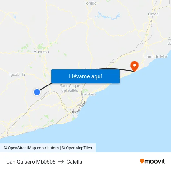 Can Quiseró Mb0505 to Calella map