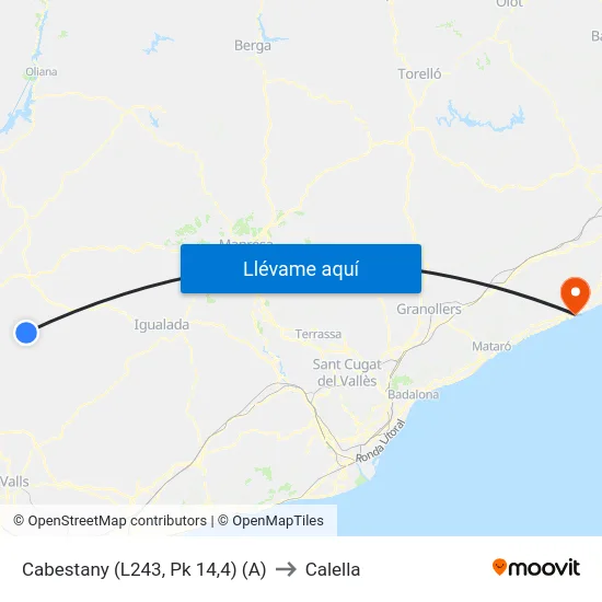 Cabestany (L243, Pk 14,4) (A) to Calella map