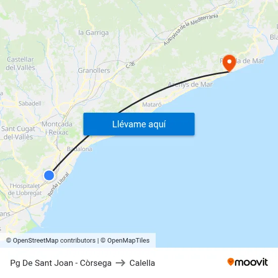 Pg De Sant Joan - Còrsega to Calella map
