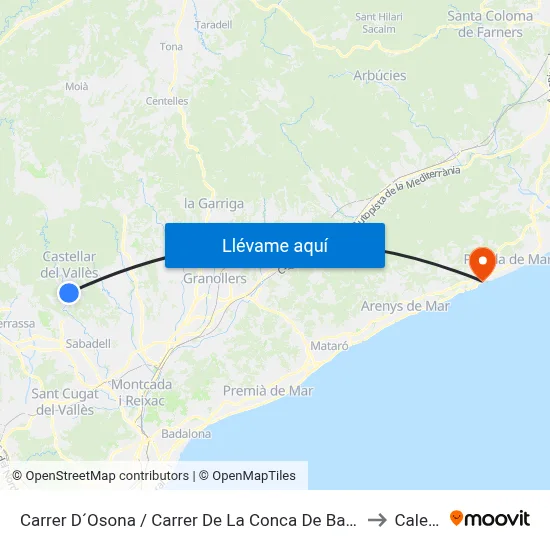 Carrer D´Osona / Carrer De La Conca De Barberà to Calella map
