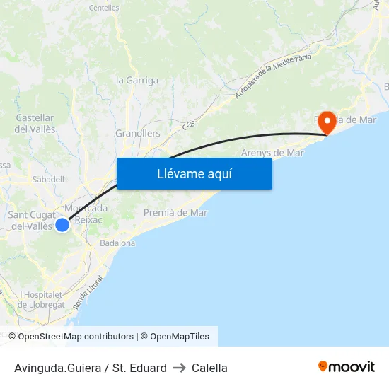 Avinguda.Guiera / St. Eduard to Calella map