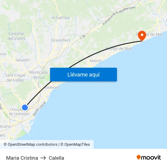 Maria Cristina to Calella map