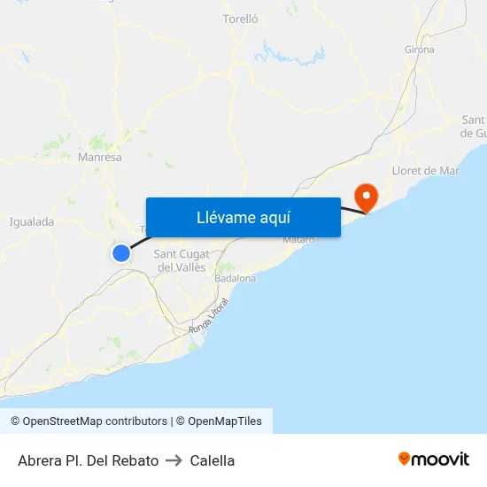 Abrera Pl. Del Rebato to Calella map