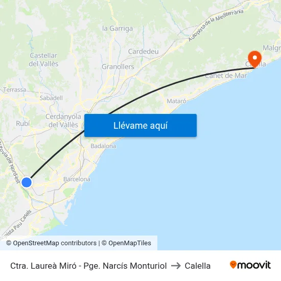 Ctra. Laureà Miró - Pge. Narcís Monturiol to Calella map
