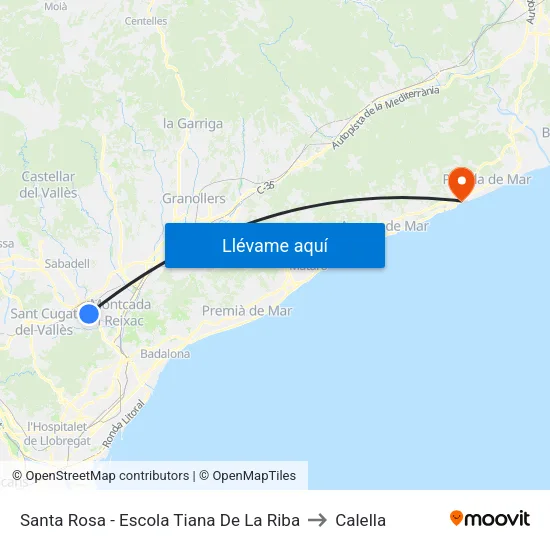 Santa Rosa - Escola Tiana De La Riba to Calella map