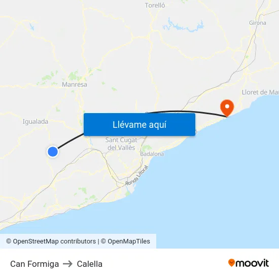 Can Formiga to Calella map