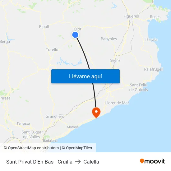 Sant Privat D'En Bas - Cruïlla to Calella map