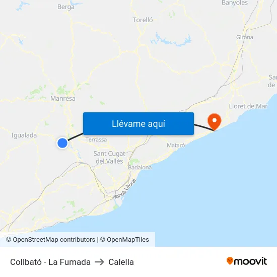 Collbató - La Fumada to Calella map