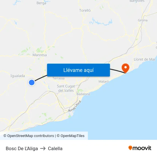 Bosc De L'Aliga to Calella map