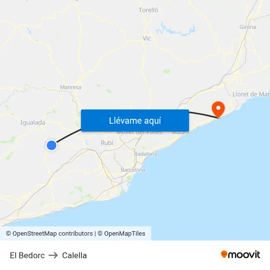 El Bedorc to Calella map