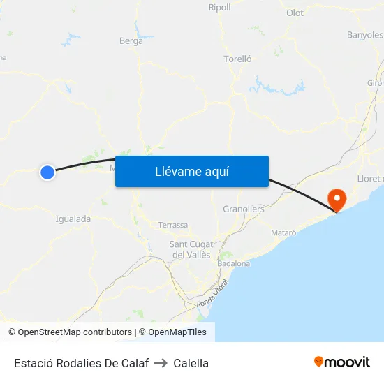 Estació Rodalies De Calaf to Calella map
