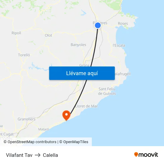 Vilafant Tav to Calella map