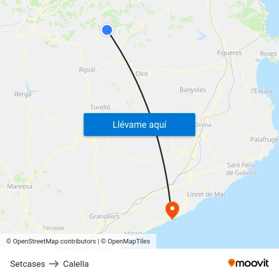 Setcases to Calella map