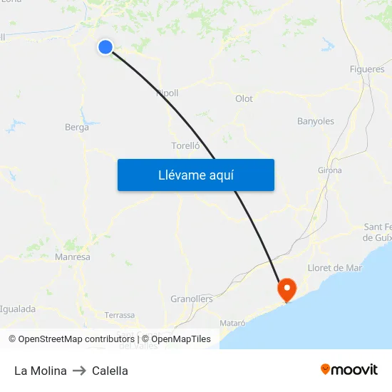 La Molina to Calella map