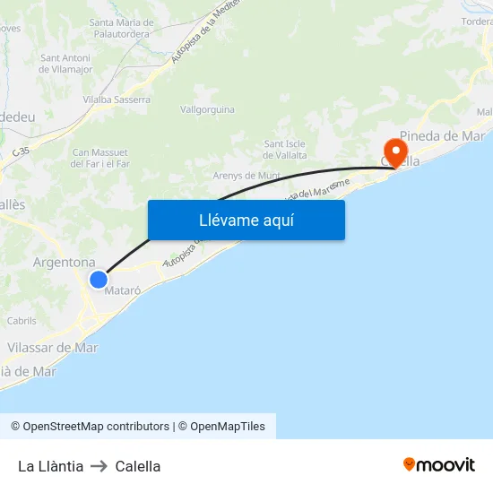 La Llàntia to Calella map