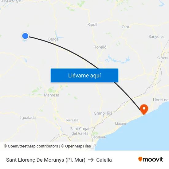Sant Llorenç De Morunys (Pl. Mur) to Calella map