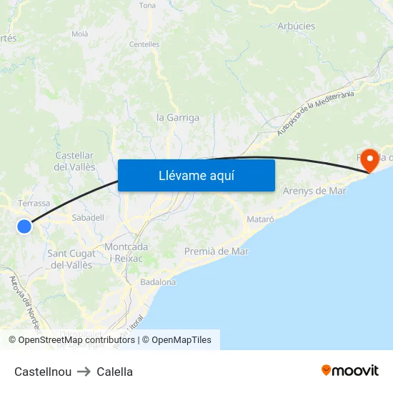 Castellnou to Calella map