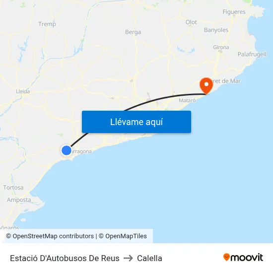 Estació D'Autobusos De Reus to Calella map