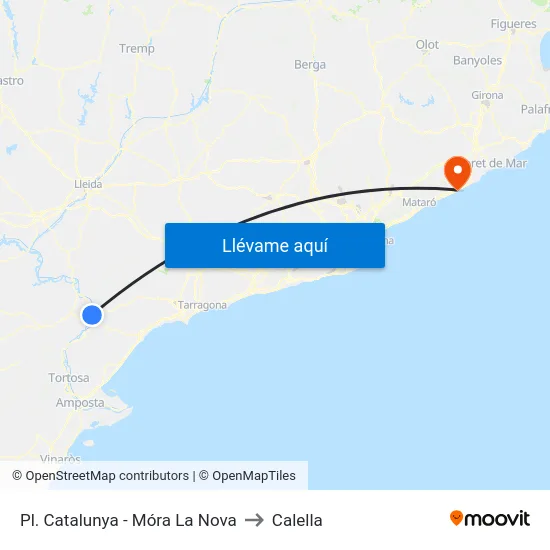 Pl. Catalunya - Móra La Nova to Calella map