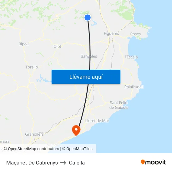 Maçanet De Cabrenys to Calella map