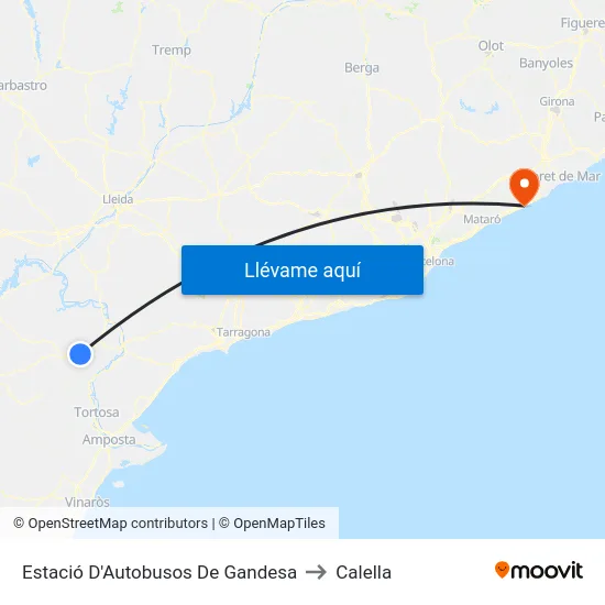Estació D'Autobusos De Gandesa to Calella map